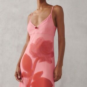 Urban Outfitters Pink Rose Floral Dress